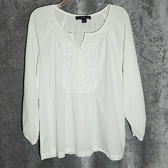 Gloria Vanderbilt Tops - Gloria Vanderbilt white boho blouse Small
